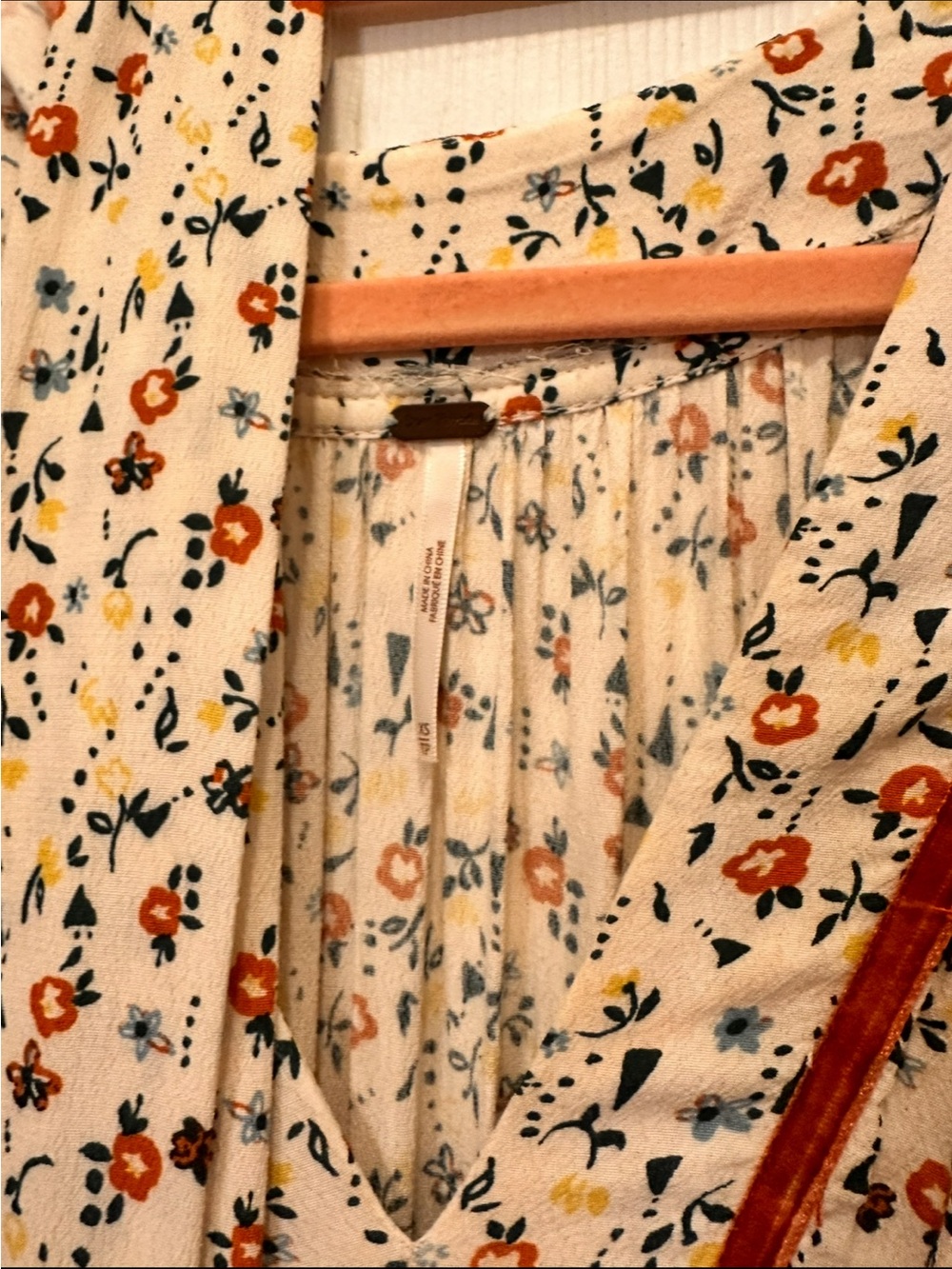 Free people take a little time tiered maxi midi floral dress velvet ribbon